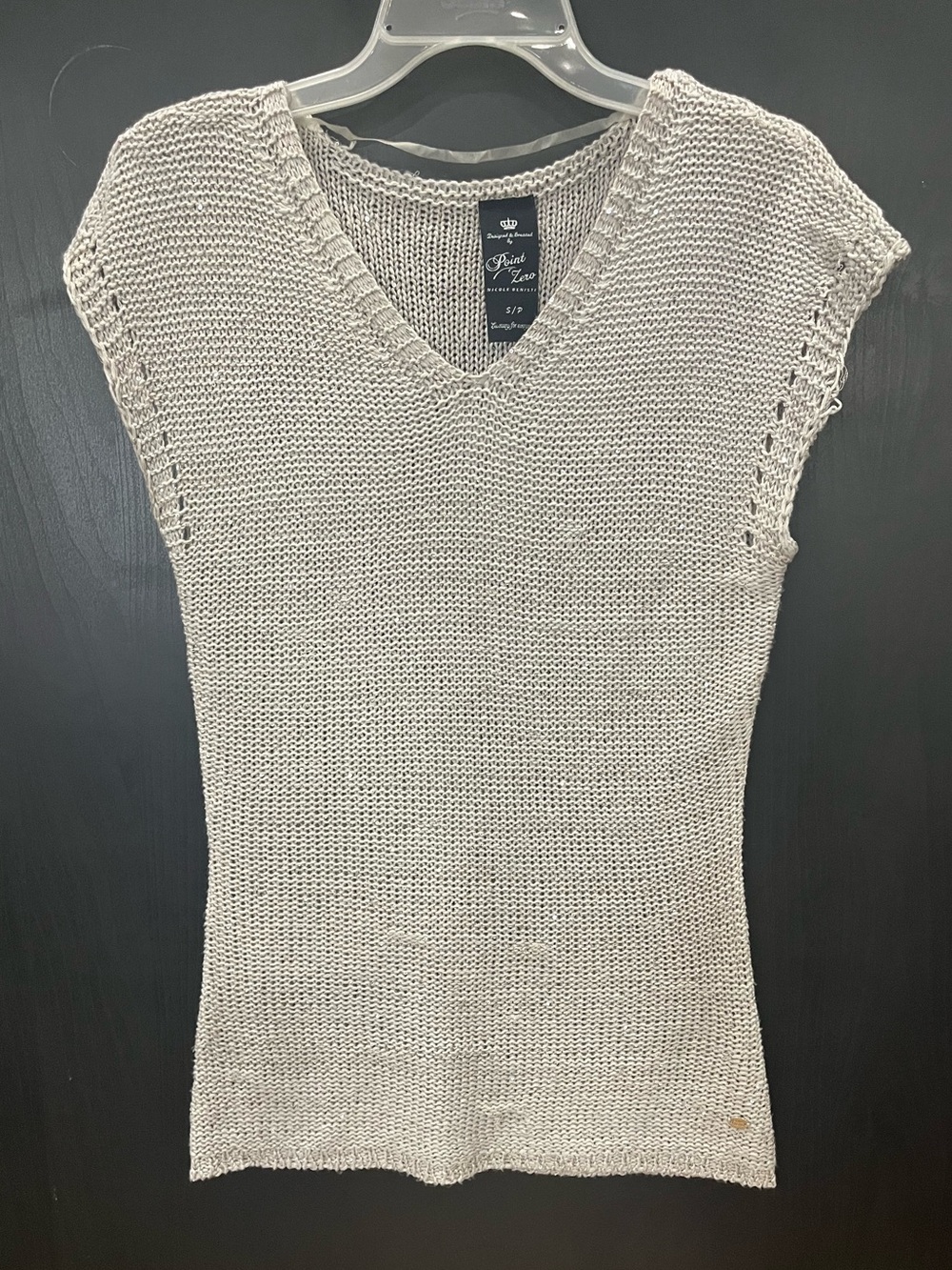 NICOLE BENISTI Cream Open-Knit V-Neck Tank